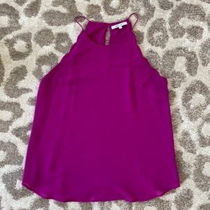 Fuscia high neck tank with scallop detail